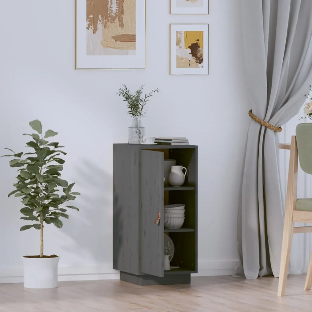 Μπουφές Γκρι 34 x 40 x 75 εκ. από Μασίφ Ξύλο Πεύκου 820114