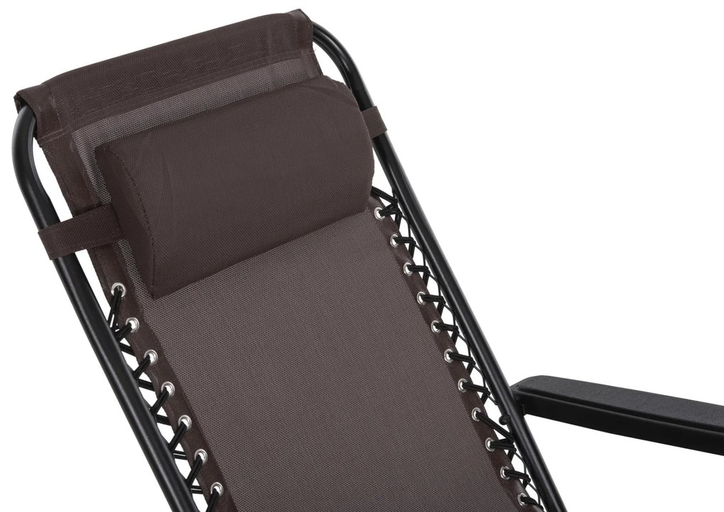 Καρέκλα - Πολυθρόνα RELAX COMPANION C5095.13 Μαύρο Μέταλλο με Καφέ Textiline 67x145x110Υεκ. 2αδα 67x145x110 εκ.