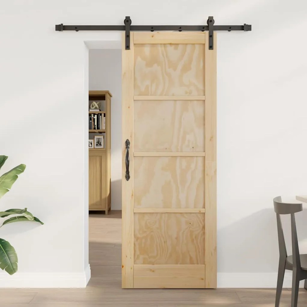 vidaXL Συρόμενη Πόρτα με Σετ Εξαρτημάτων 73.5x198.5 εκ. Μασίφ Ξύλο Πεύκου