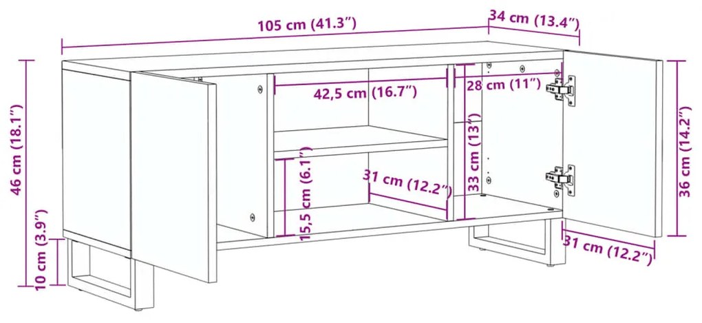 ΈΠΙΠΛΟ ΤΗΛΕΟΡΑΣΗΣ ΛΕΥΚΟ 105X34X46 ΕΚ. ΑΠΟ ΜΑΣΙΦ ΞΥΛΟ ΑΚΑΚΙΑΣ 377439