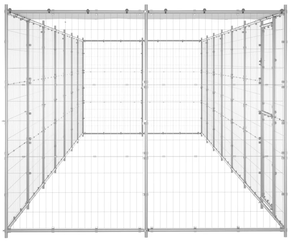 vidaXL Κλουβί Σκύλου Εξ. Χώρου με Στέγαστρο 16,94 μ² Γαλβ. Χάλυβας