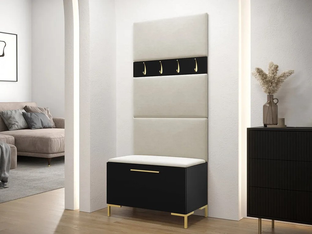 Σετ διαδρόμου Hartford F102, 196x84x46cm, 32 kg, Μαύρο, Ταπισερί, Πλαστικοποιημένη μοριοσανίδα, Εντοιχισμένη, Τοίχου | Epipla1.gr