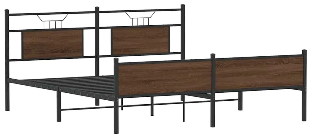 vidaXL Σκελετός Κρεβ. Χωρίς Στρώμα Καφέ Δρυς 160x200 εκ. Μεταλλικό