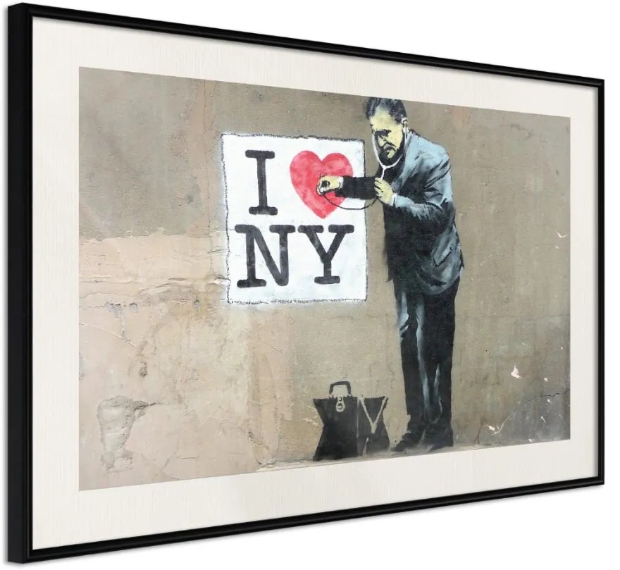 Αφίσα - Banksy: I Heart NY - 90x60 - Μαύρο - Με πασπαρτού