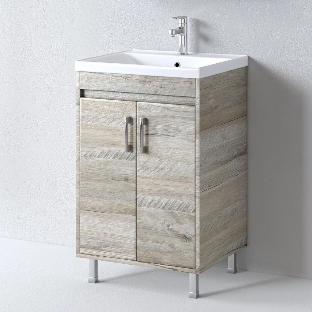 Bathroom Βench with sink SAVINA 55 Natural Oak 51x44x83 cm 55x46x85 εκ.