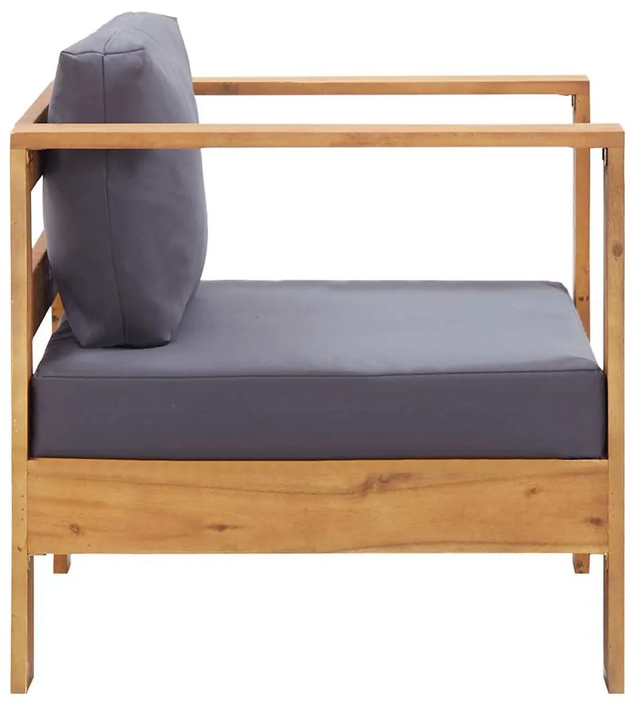 vidaXL Πολυθρόνα Κήπου από Μασίφ Ξύλο Ακακίας με Σκούρο Γκρι Μαξιλάρι