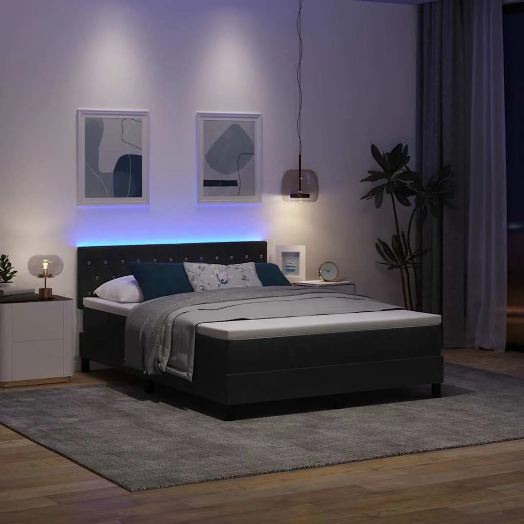 vidaXL Κρεβάτι με ελατήρια με κεφαλάρι Μαύρο 140 x 200 cm Βελούδο