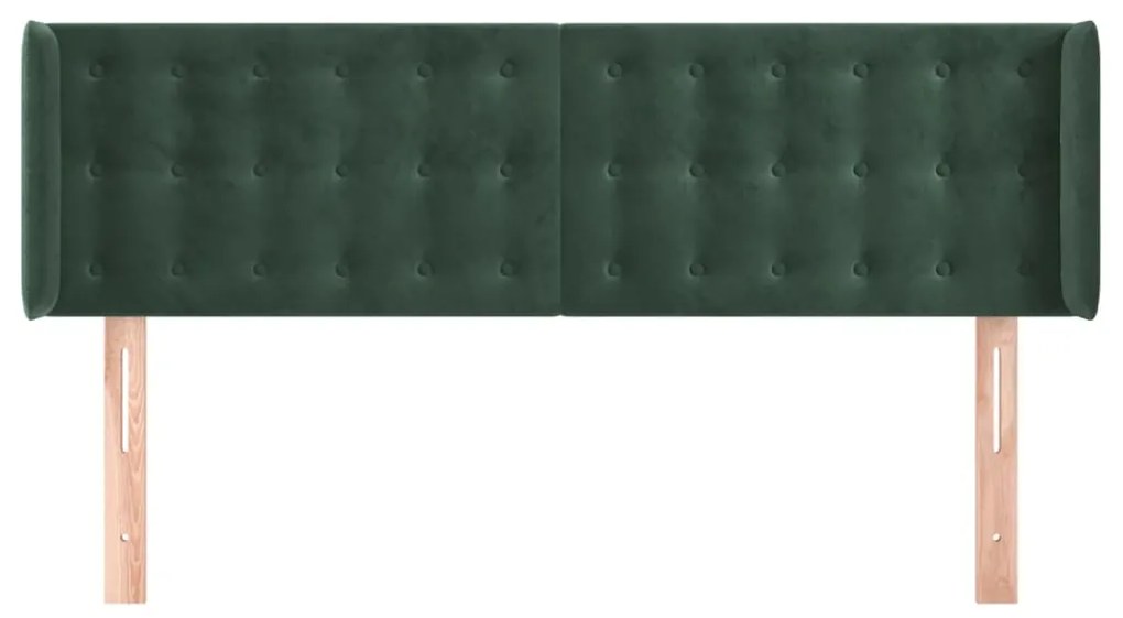 vidaXL Κεφαλάρι με Πτερύγια Σκούρο Πράσινο 147x16x78/88 εκ. Βελούδινο