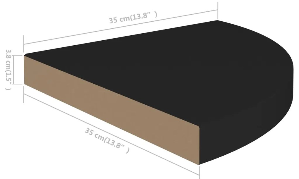 ΡΑΦΙ ΤΟΙΧΟΥ ΓΩΝΙΑΚΟ ΜΑΥΡΟ 35 X 35 X 3,8 ΕΚ. ΑΠΟ MDF 323919