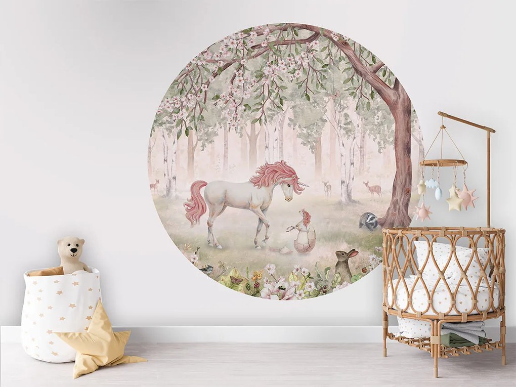 Unicorn Forest Ταπετσαρια Τοιχου Πρασινο Στρογγυλη 80cm