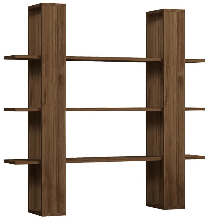 Βιβλιοθήκη Yotek pakoworld σε καρυδί απόχρωση 120x23x120εκ