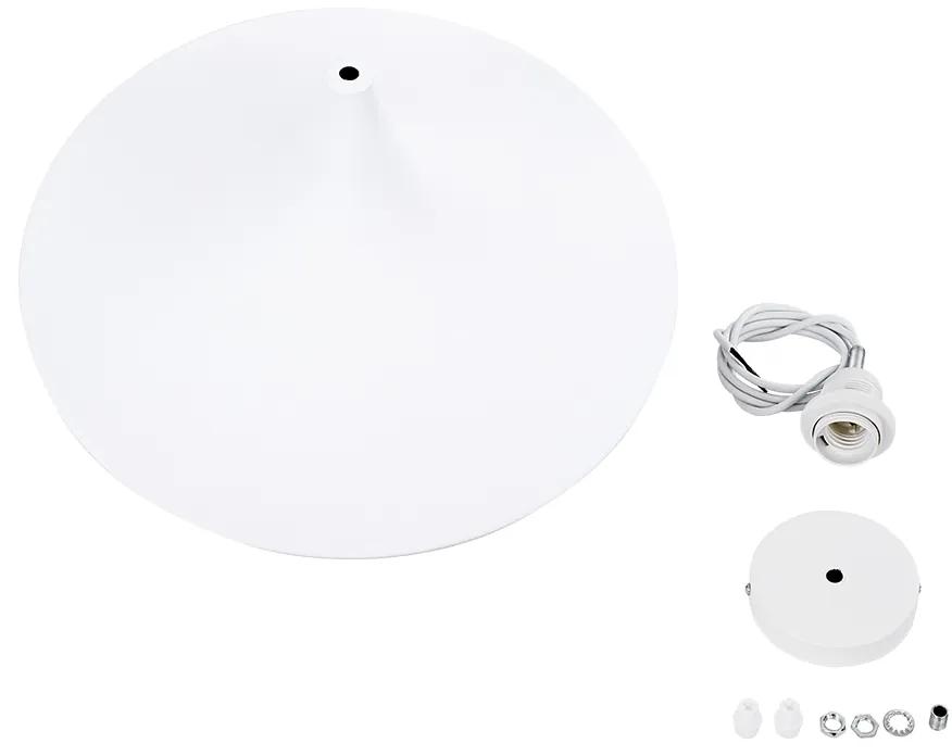 GloboStar® SHANGHAI WHITE 01026-B Μοντέρνο Κρεμαστό Φωτιστικό Οροφής Μονόφωτο 1 x E27 Λευκό Μεταλλικό Καμπάνα Φ37 x Υ17cm