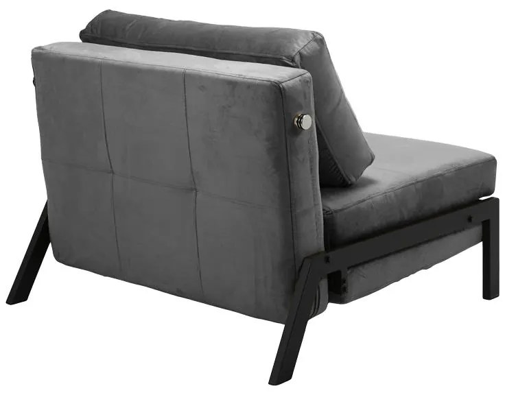 Πολυθρόνα-κρεβάτι Fancy ύφασμα βελούδο σε ανθρακί απόχρωση κα πόδι μαύρο μέταλλο 95x98x70εκ 95x98x70 εκ.