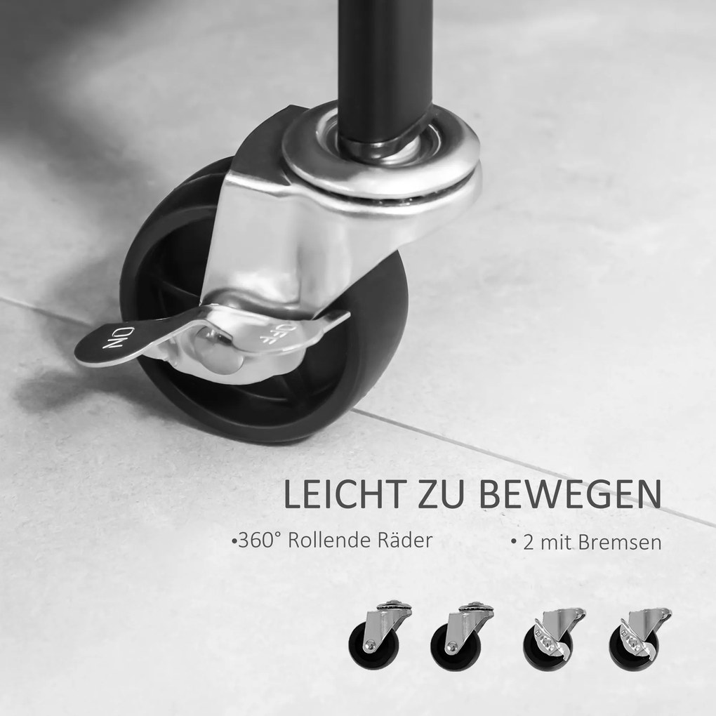 HOMCOM Μεταλλική κρεμάστρα παλτό με ράφι παπουτσιών, τροχήλατη, ανεξάρτητη, μαύρο