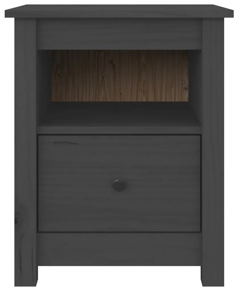 vidaXL Κομοδίνο Γκρι 40x35x49 εκ. από Μασίφ Ξύλο Πεύκου