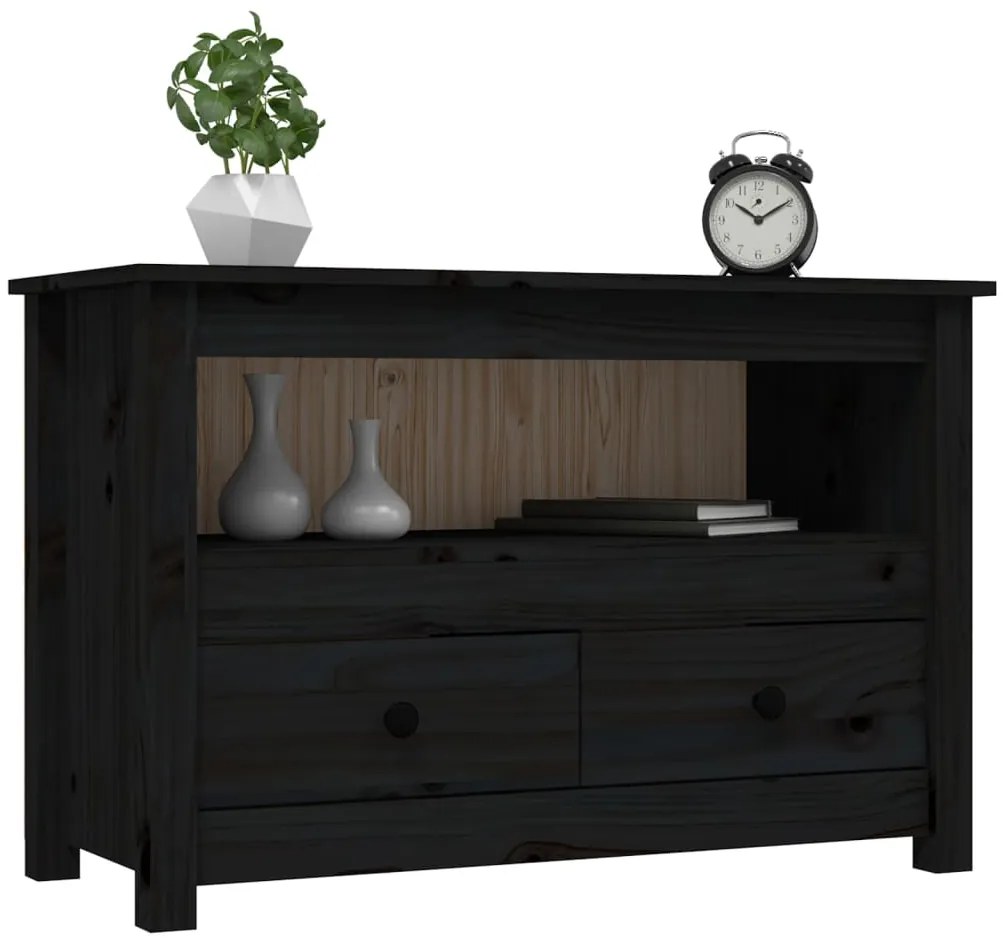 vidaXL Έπιπλο Τηλεόρασης Μαύρο 79x35x52 εκ. από Μασίφ Ξύλο Πεύκου
