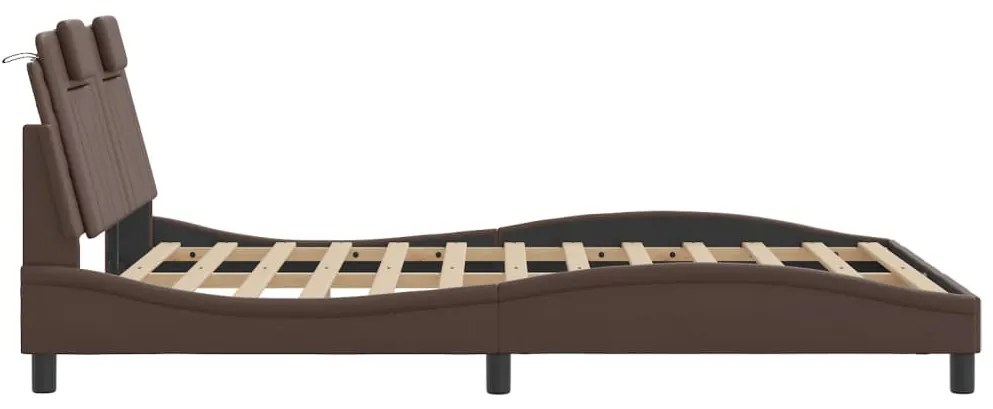 vidaXL Σκελετός Κρεβατιού Viana Χωρίς Στρώμα Καφέ 140x190 εκ. Συνθετικό Δέρμα