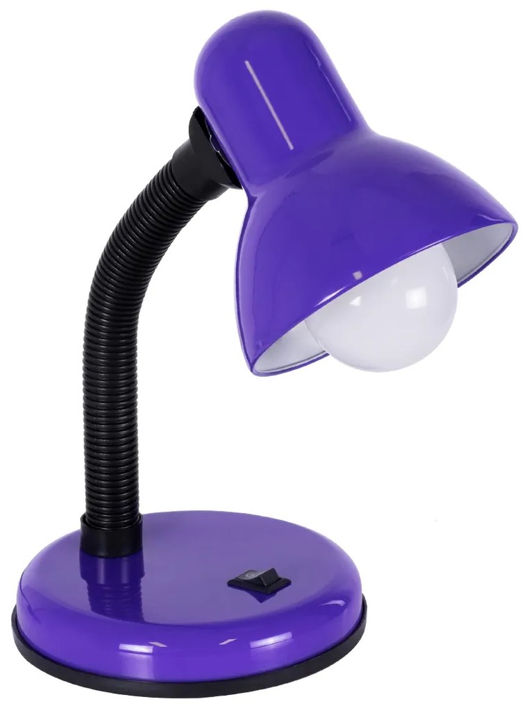 GloboStar STUDENT PURPLE 01537 Μοντέρνο Επιτραπέζιο Φωτιστικό Γραφείου Μονόφωτο 1 x E27 Μωβ με Λευκό Μεταλλικό με Διακόπτη ΟN/OFF Καμπάνα Φ12 x Υ32cm - 01537