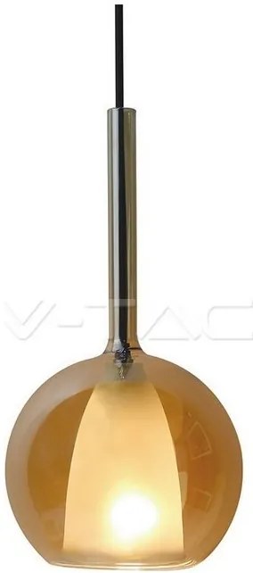 Κρεμαστό Φωτιστικό V-TAC Σφαιρικό Διπλό Γυαλί Amber + White  με ντουί Ε27 Φ300mm 3875