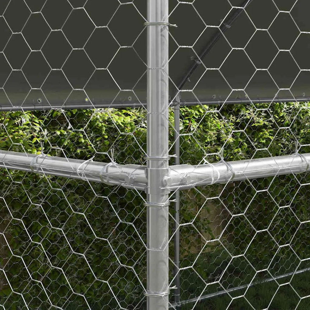 vidaXL Κλουβί Σκύλου με αποθήκευση 3 pcs Ασημί 6 x 2 x 2 m Ατσάλι