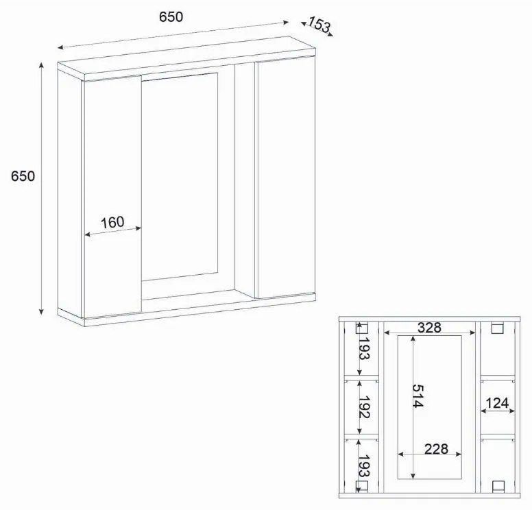 Καθρέπτης μπάνιου Surra Μegapap χρώμα λευκό 65x15,3x65εκ. - GP042-0271,1