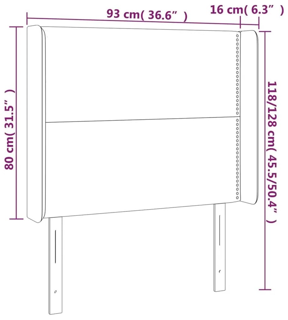 Κεφαλάρι Κρεβατιού LED Σκούρο Γκρι 93x16x118/128εκ. Βελούδινο - Γκρι