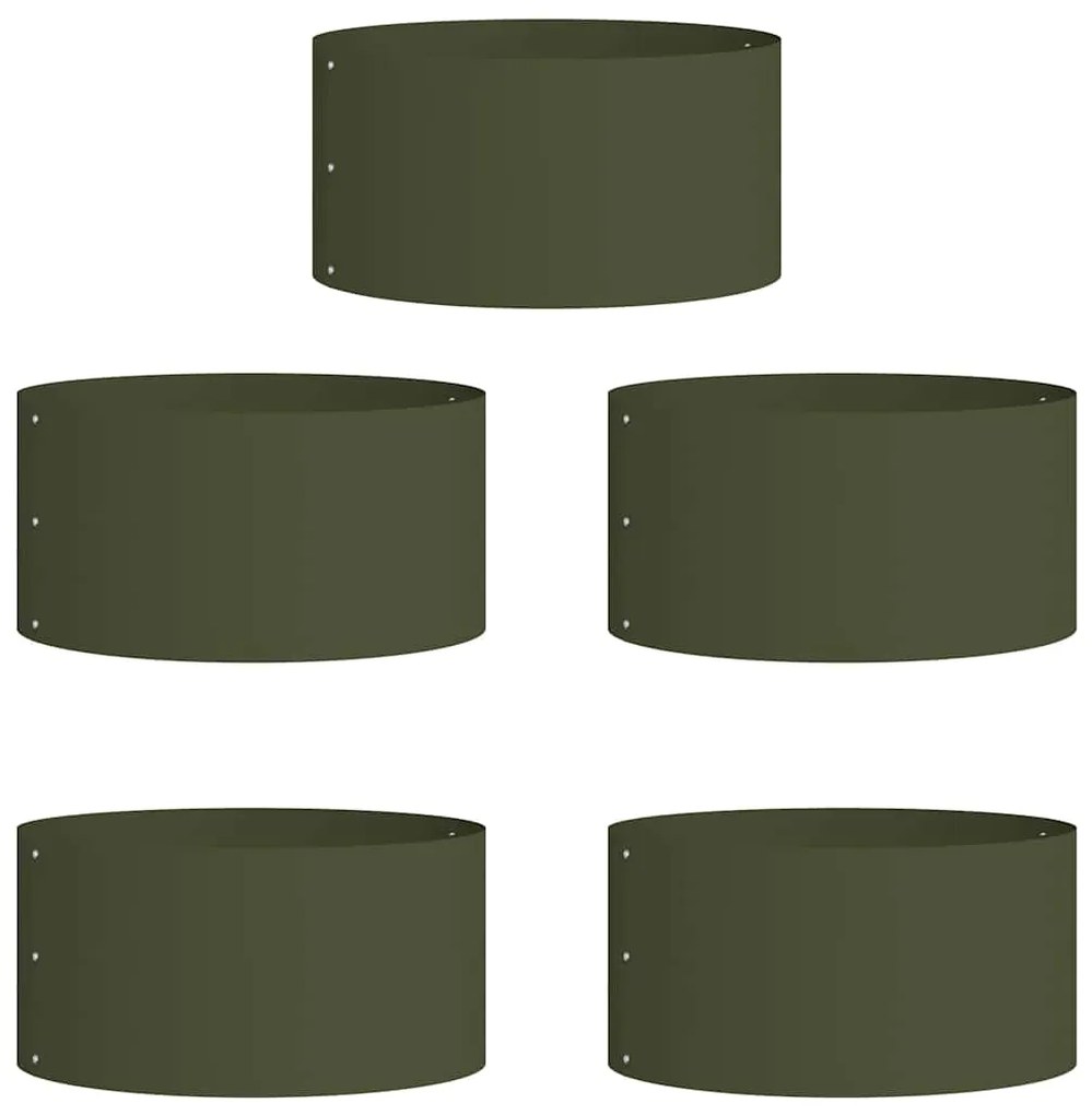 vidaXL Ζαρντινιέρες κήπου 5 pcs Λαδί 40 x 40 x 20 cm Ατσάλι