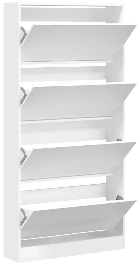 Παπουτσοθήκη με 4 Ανακλινόμενα Συρτάρια Λευκή 80x21x163,5 εκ. - Λευκό
