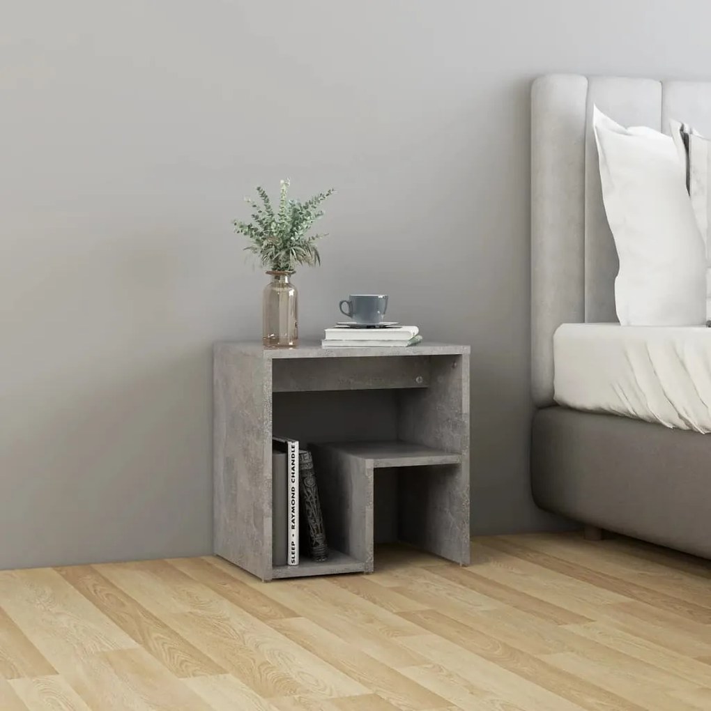 vidaXL Κομοδίνα 2 τεμ. Γκρι Σκυροδέμ. 40 x 30 x 40 εκ. από Επεξ. Ξύλο