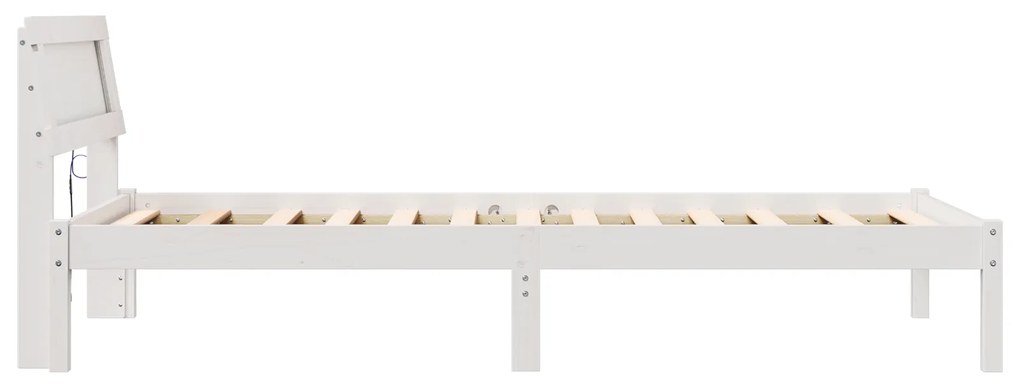 vidaXL Κρεβάτι με LED Κεφαλάρι σε Λευκό, 90 x 200 εκ, από Μασίφ Πεύκο