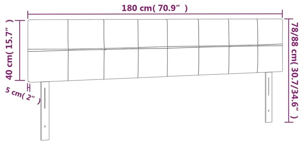 Κεφαλάρι Κρεβατιού LED Ροζ 180x5x78/88 εκ. Βελούδινο - Ροζ