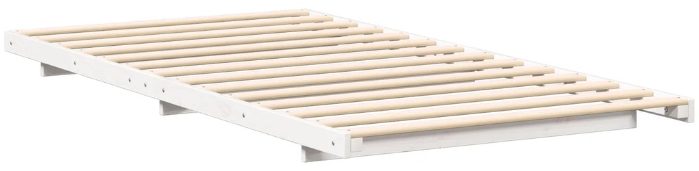 vidaXL Κρεβάτι δαπέδου Λευκό 100 x 200 cm Μασίφ ξύλο πεύκου