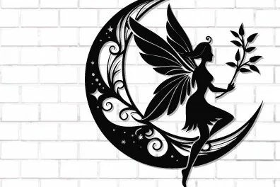 Intra απο ξύλο plywood  Χρώμα wenge 3mm-4mm πάχος - Fairy and Moon Wall Art Δίασταση 40x50 cm INTRAFABR-94768509