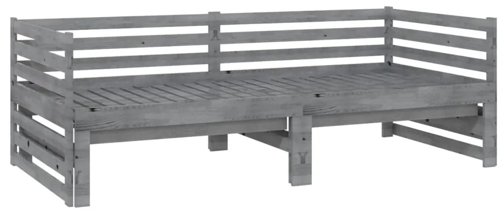 vidaXL Καναπές Κρεβάτι Γκρι 2 x (90 x 200) εκ. από Μασίφ Ξύλο Πεύκου