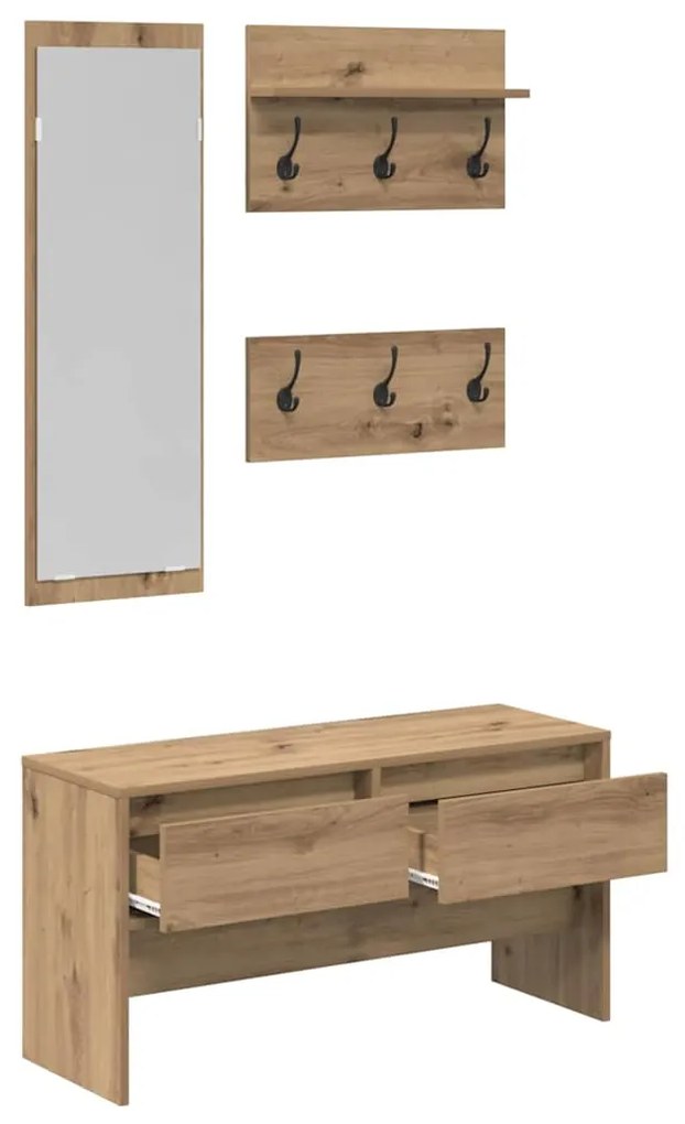 vidaXL Σετ επίπλων χωλ με συρτάρι 4 pcs Μαύρη δρυς 90 x 31 x 46.5 εκ