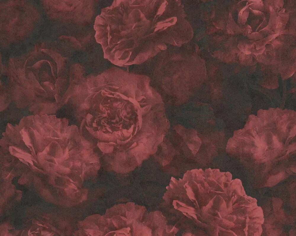 Ταπετσαρία τοίχου με Τριαντάφυλλα Μαύρα-Κόκκινα FL374024D