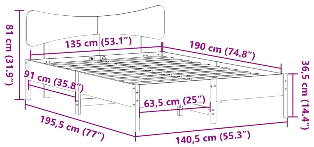 ΣΚΕΛΕΤΟΣ ΚΡΕΒ. ΧΩΡΙΣ ΣΤΡΩΜΑ ΚΑΦΕ ΚΕΡΙΟΥ 135X190 ΕΚ ΜΑΣΙΦ ΠΕΥΚΟ 3328249