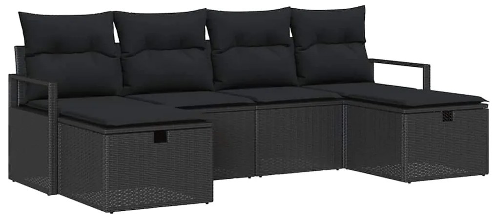 vidaXL Σετ Καναπέ Κήπου 6 pcs Μαύρο 230 x 117 x 85 εκ. Πολυ ράταν