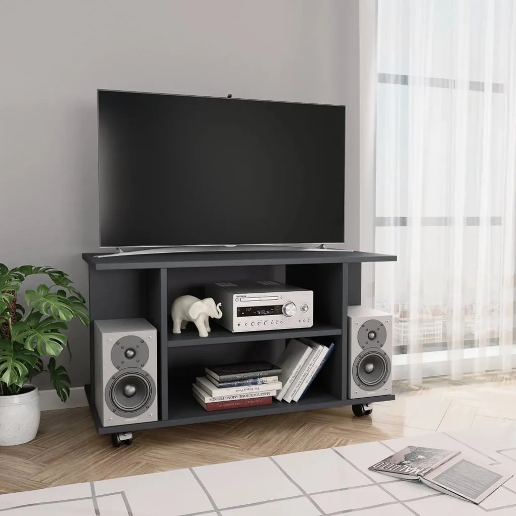 vidaXL Έπιπλο Τηλεόρασης με Ρόδες Γκρι 80x40x40 εκ. από Μοριοσανίδα
