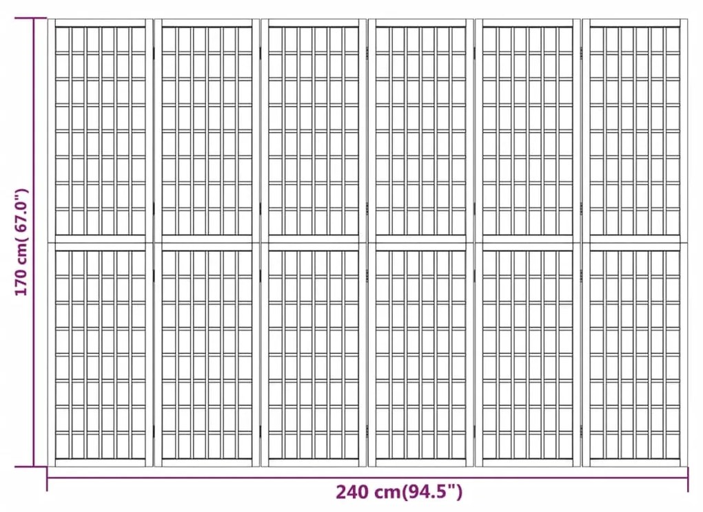 Παραβάν Ιαπωνικού Στιλ με 6 Πάνελ Πτυσσόμενο Μαύρο 240x170 εκ. - Μαύρο