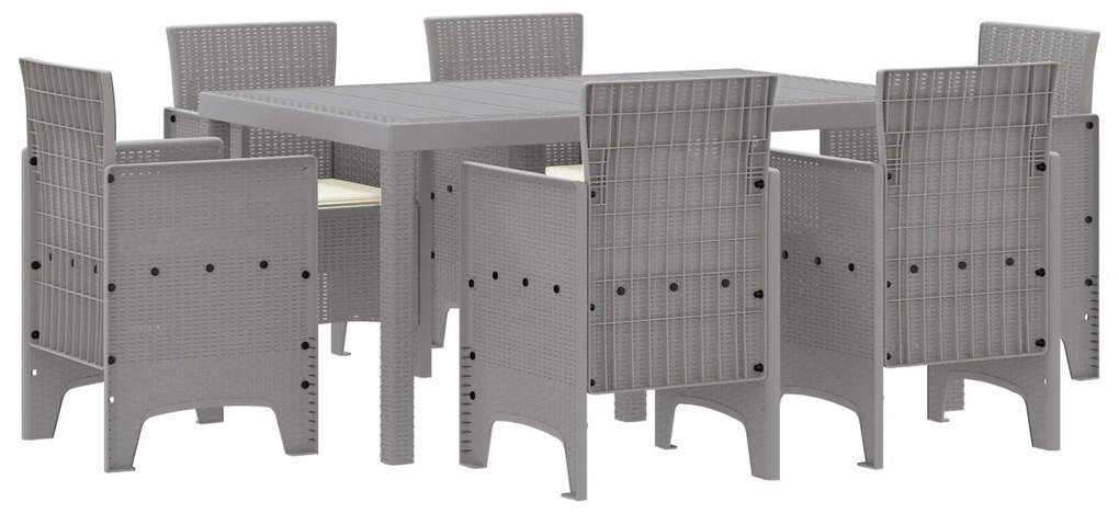 vidaXL Σετ Τραπεζαρίας Κήπου 7 pcs Ανοιχτό γκρι