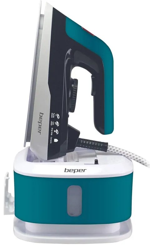 Σίδερο Beper P204CAL200, 2250W, Κεραμική πλάκα, Θερμοστάτης, Φίλτρο, Συνεχής κύκλος, Λευκό/Μπλε-Πράσινο