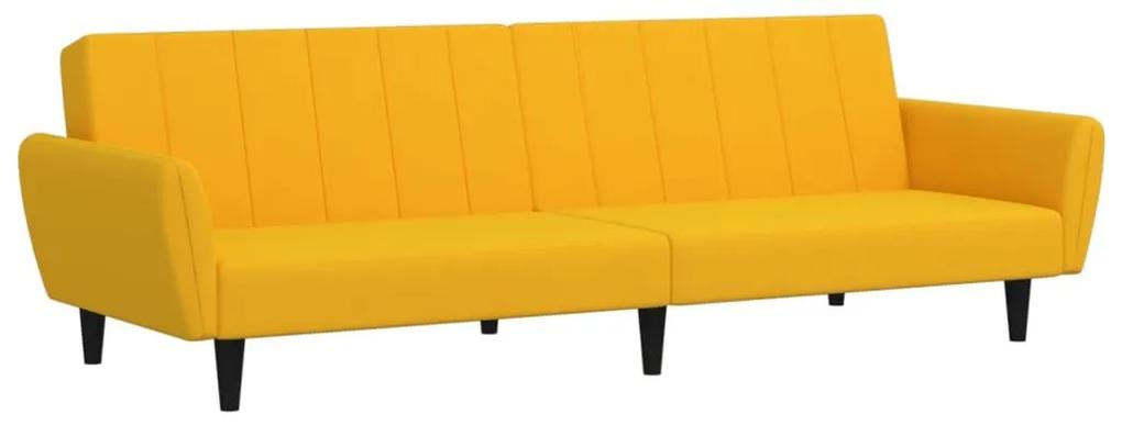 Καναπές Κρεβάτι Διθέσιος Κίτρινος Βελούδινος - Κίτρινο