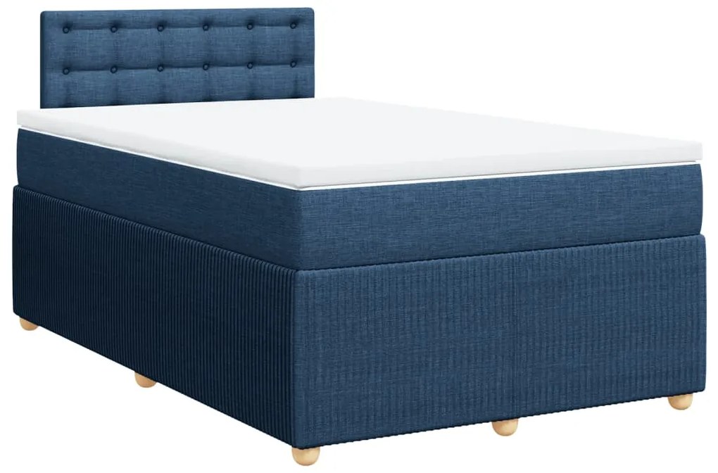 vidaXL Κρεβάτι Boxspring με Στρώμα Μπλε 120x190 εκ. Υφασμάτινο