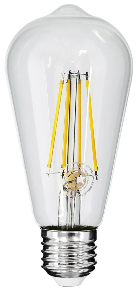 GloboStar 99056 Λάμπα LED Long Filament E27 ST64 Αχλάδι 10W 1100lm 360° AC 220-240V IP20 Φ6.4 x Υ14cm Φυσικό Λευκό 4000K με Διάφανο Γυαλί - Dimmable - 3 Years Warranty - 99056