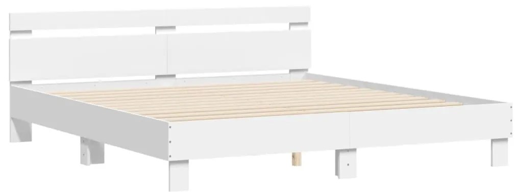 vidaXL Πλαίσιο Κρεβατιού με Κεφαλάρι/LED Λευκό 180x200 εκ