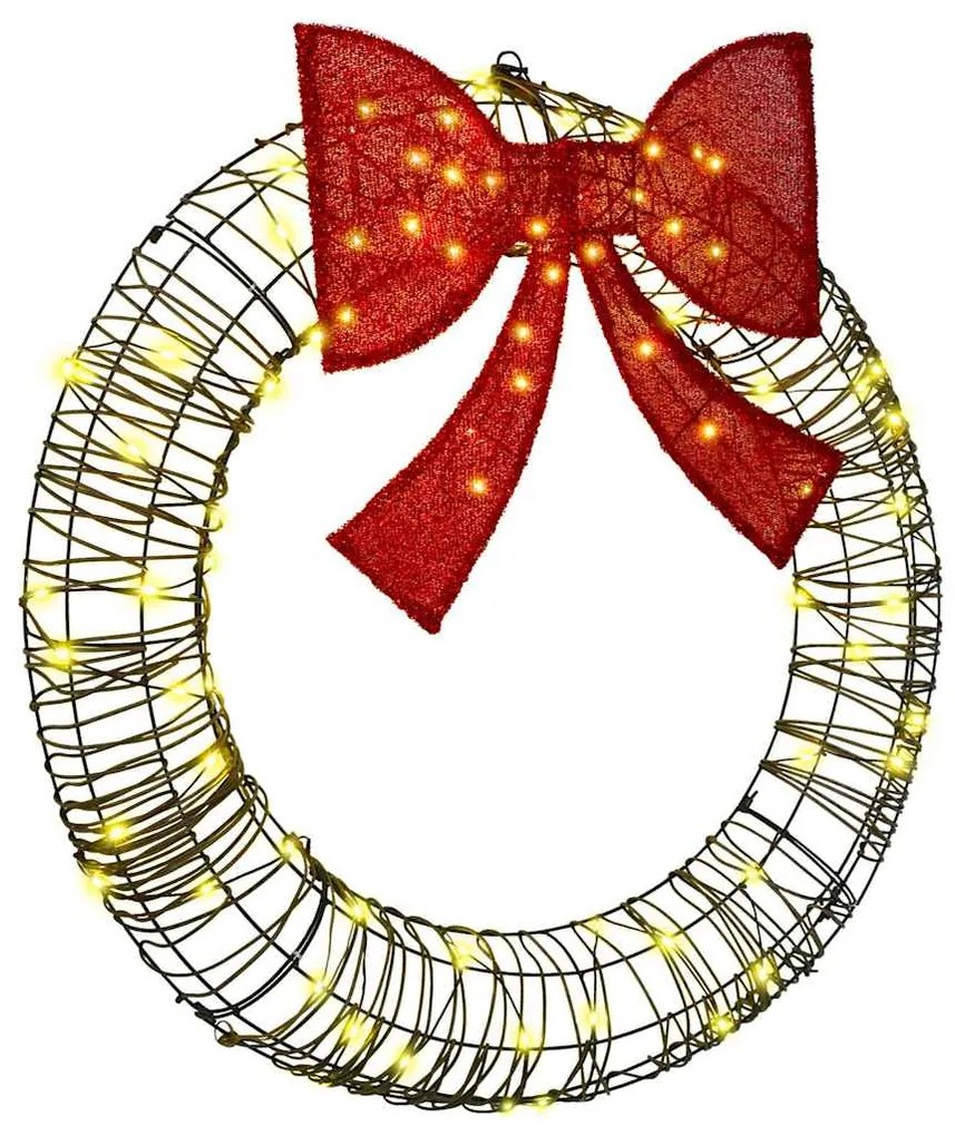 vidaXL Στεφάνι με 80 LED Θερμό λευκό 90 cm Ρατάν