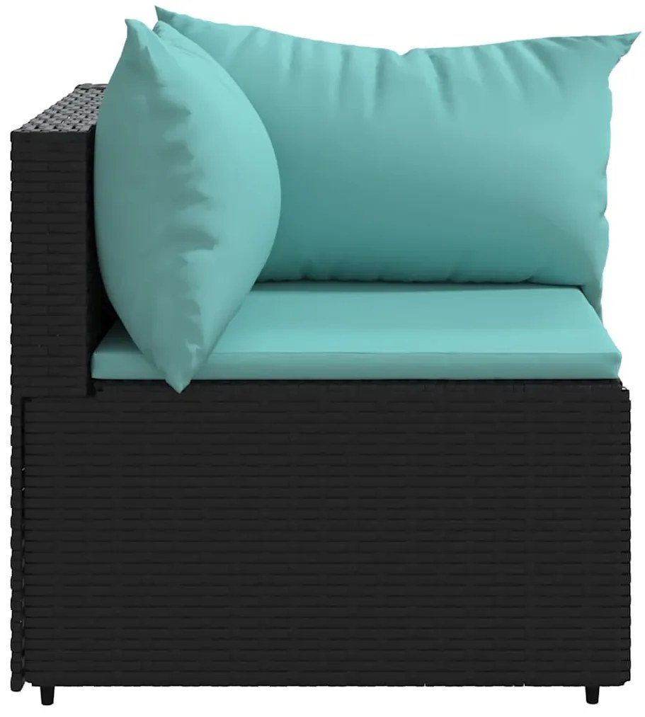 vidaXL Καναπέδες Κήπου Γωνιακοί με Μαξιλάρια 2 τεμ. Μαύρο Συνθ. Ρατάν