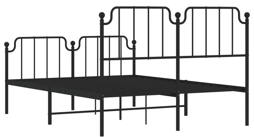 Πλαίσιο Κρεβατιού με Κεφαλάρι/Ποδαρικό Μαύρο 135x190εκ. Μέταλλο - Μαύρο