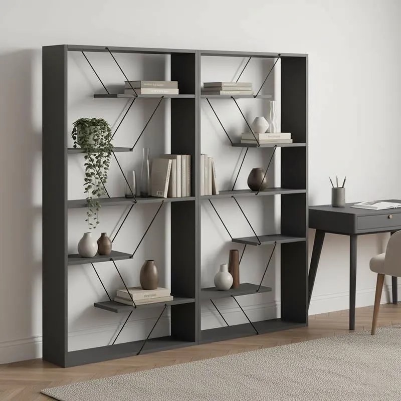 Βιβλιοθήκη Tars ανθρακί-μαύρο 168x24x157εκ 168x24x157 εκ.